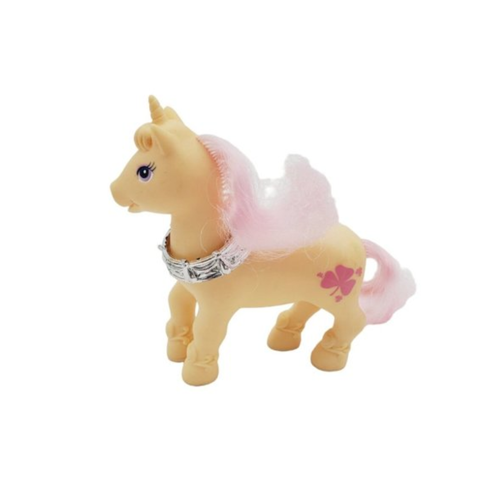 VTG Yellow Chap Mei Cutie Pony Unicorn Brushable Tail 2.5” Figure Pink Clover Co